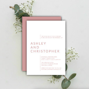 Minimalistische Dusty Rose Abgeschiedene Namen Hoc Einladung