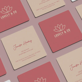 Minimalistische Dusty Rose Cream Schönheit Quadratische Visitenkarte