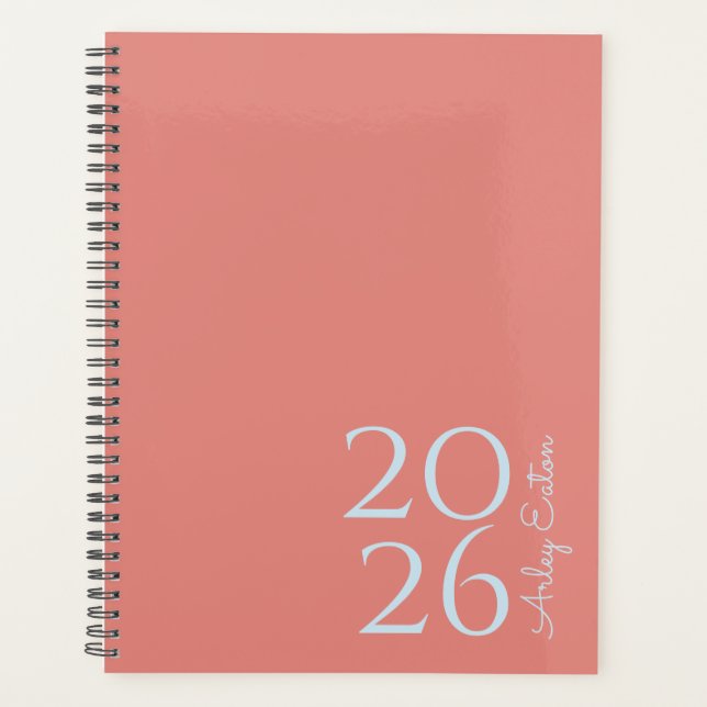 Minimalistische Dusty Rose Custom Personal Monthly Planer (Vorderseite)