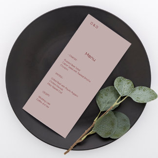 Minimalistische Dusty Rose Menükarte