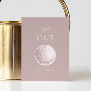 Minimalistische Dusty Rose Mystical Moon Wedding Tischnummer