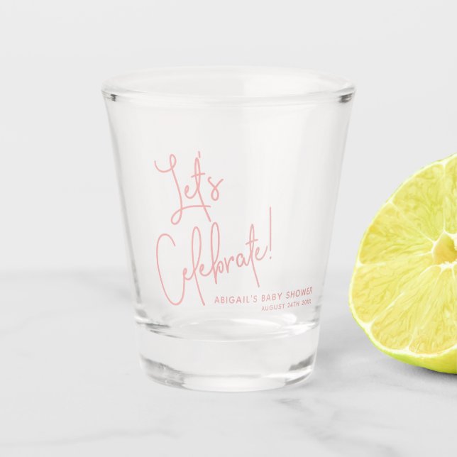 Minimalistische Dusty Rose Pink Baby Dusche Gefall Schnapsglas (Vorderseite)