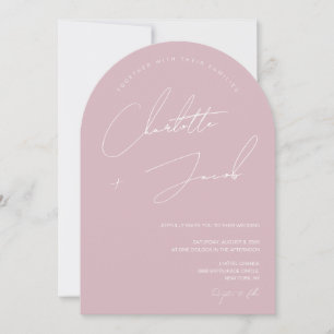 Minimalistische Dusty Rose Pink Script Booking Einladung