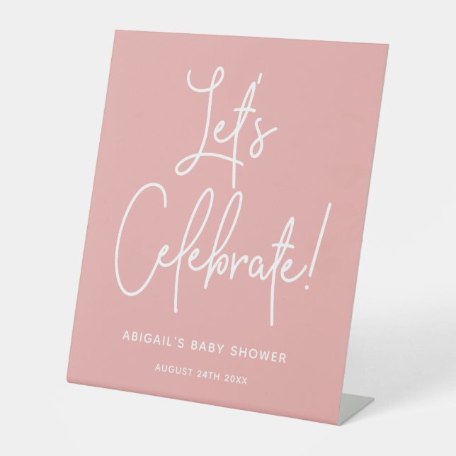 Minimalistische Dusty Rose Pink Willkommen Celebra Sockelschild (Vorderseite)