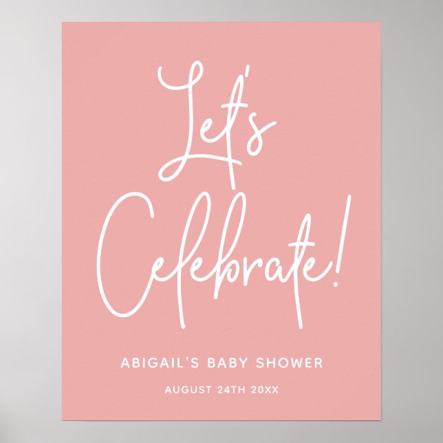 Minimalistische Dusty Rose Rosa Willkommensfeier Poster (Vorne)