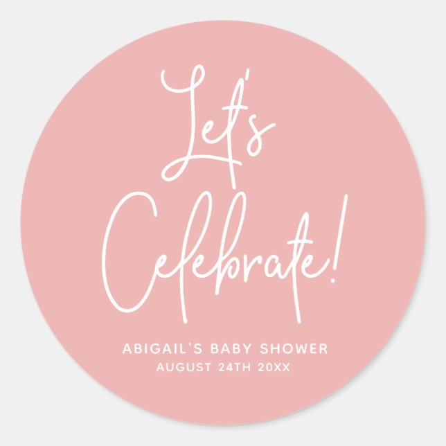 Minimalistische Dusty Rose Rosa Willkommensfeier Runder Aufkleber (Vorderseite)