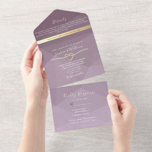 Minimalistische Dusty Rose Schrift Hochzeits-Einla All In One Einladung