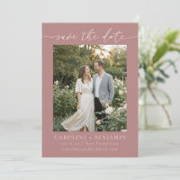 Minimalistische Dusty Rose Schrift Hochzeitsfoto