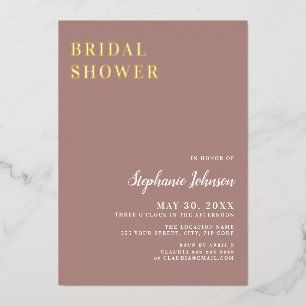 Minimalistische Dusty-Rose und weißes Brautparty Folieneinladung