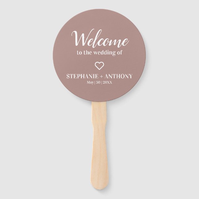 Minimalistische Dusty-Rose und White Wedding Hand  Fächer (Vorderseite)