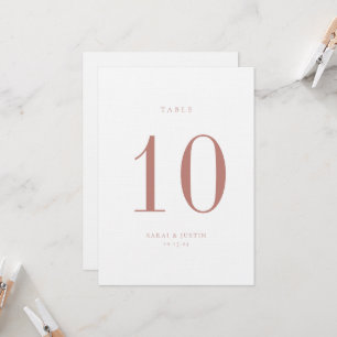 Minimalistische Dusty Rose Wedding Tischnummer Car