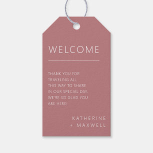 Minimalistische Dusty Rose Wedding Welcome Bag Geschenkanhänger