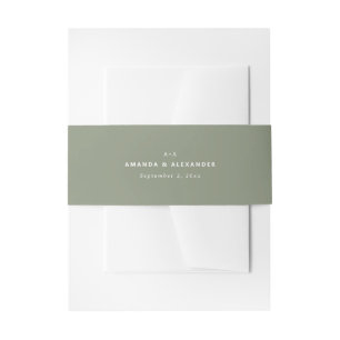 Minimalistische Dusty Sage Grüne Hochzeit. Elegant Einladungsbanderole
