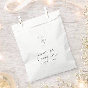 Minimalistische Ecru Floral Line Art Wedding Custo Geschenktütchen