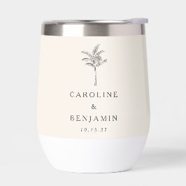 Minimalistische Ecru Palm Tree Line Kunst Hochzeit