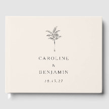 Minimalistische Ecru Palm Tree Line Kunst Hochzeit