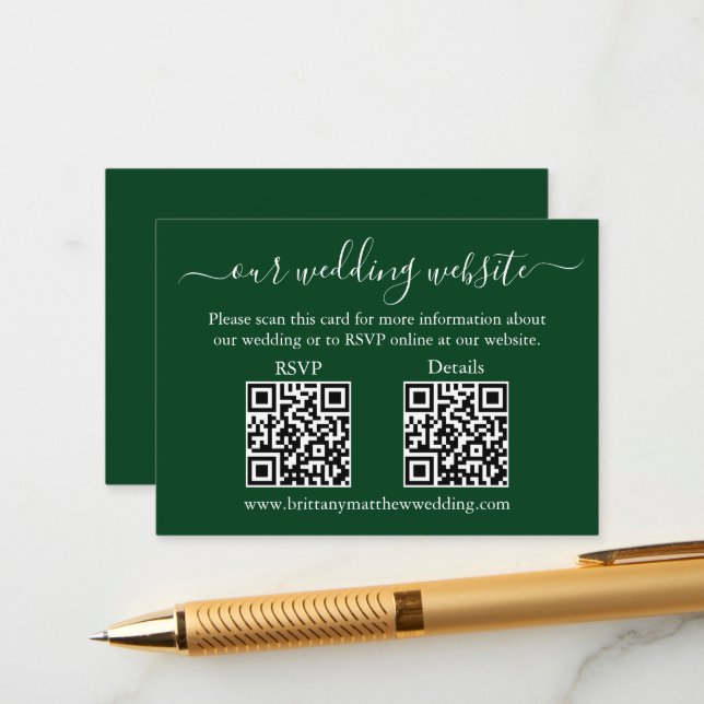 Minimalistische Einfache 2 QR Hochzeit RSVP Detail Begleitkarte (Vorderseite/Rückseite Beispiel)