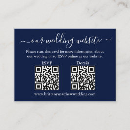 Minimalistische einfache 2 QR-Hochzeiten RSVP Deta Begleitkarte