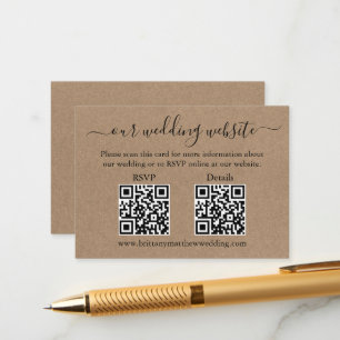 Minimalistische Einfache 2 QR Kraft HochzeitsrSVP  Begleitkarte