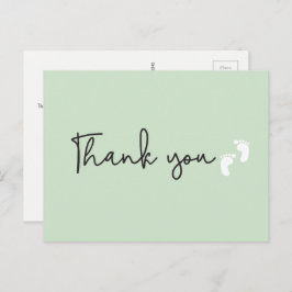 Minimalistische, einfache Babydusche Danke Green Postkarte