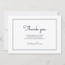Minimalistische einfache Cursive Script Wedding Vi Dankeskarte