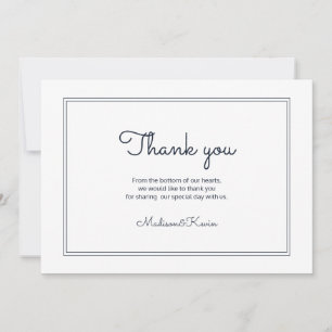 Minimalistische einfache Cursive Script Wedding Vi Dankeskarte