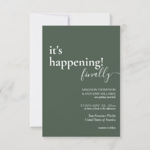 Minimalistische Einfache Dunkelgrüne Foto Hochzeit Einladung