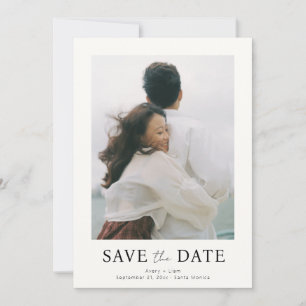 Minimalistische, einfache, elegante Foto- und Text Save The Date