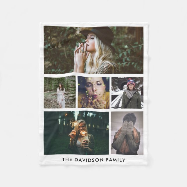 Minimalistische einfache Fotos der Familien-sechs Fleecedecke (Vorderseite)