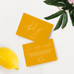 Minimalistische einfache Gelbe Hochzeit Dankeschön Dankeskarte