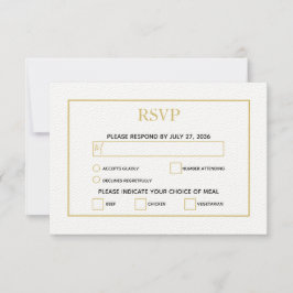 Minimalistische Einfache Gold Black & White Hochze RSVP Karte