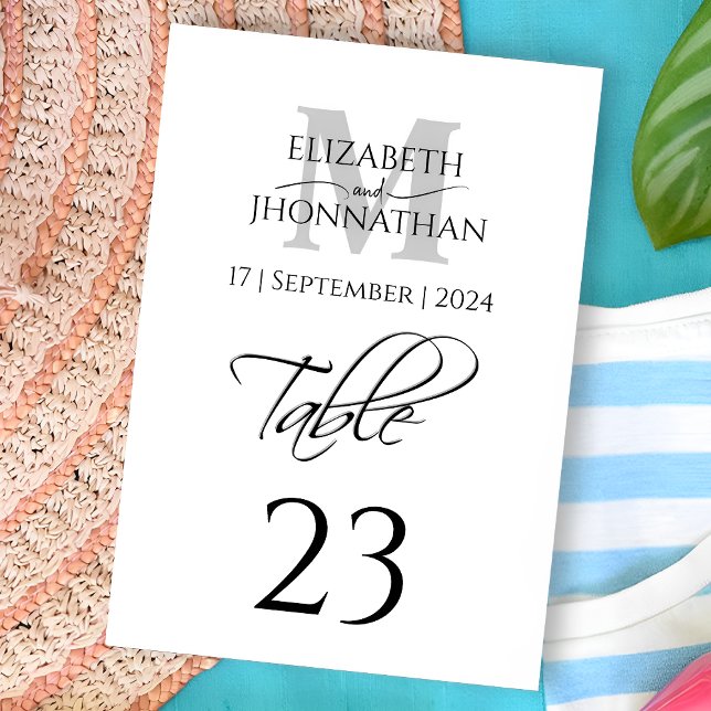 Minimalistische Einfache graue Monogrammbezeichnun Tischnummer (Von Creator hochgeladen)