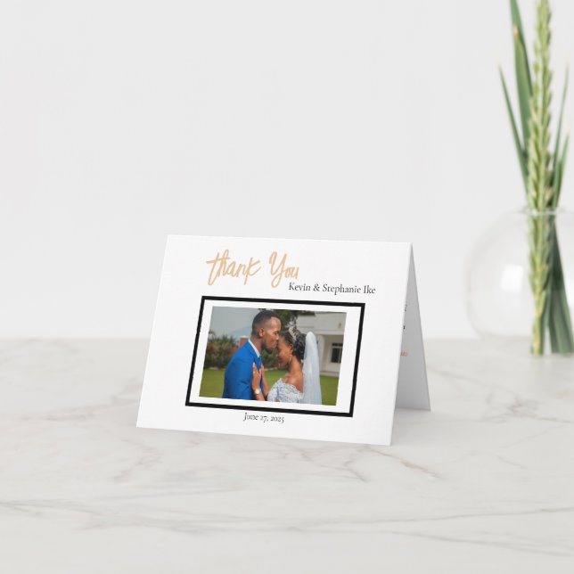 Minimalistische einfache Hochzeit geklappt Vielen  Dankeskarte (Vorderseite)