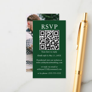 Minimalistische einfache Hochzeit QR Foto Green UA Begleitkarte
