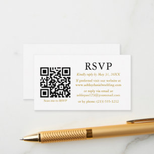 Minimalistische einfache Hochzeit QR Gold UAWG Begleitkarte