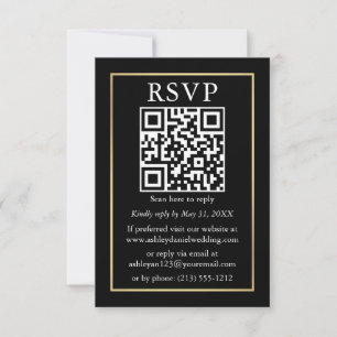 Minimalistische einfache Hochzeit QR UAWG Black an Karte