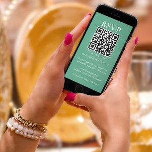 Minimalistische einfache Hochzeit QR UAWG Mint Gre Karte
