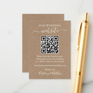 Minimalistische Einfache Hochzeit Website QR Kraft Begleitkarte