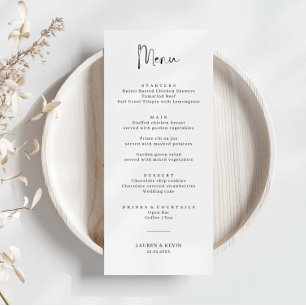 Minimalistische Einfache Hochzeitkarte Menükarte