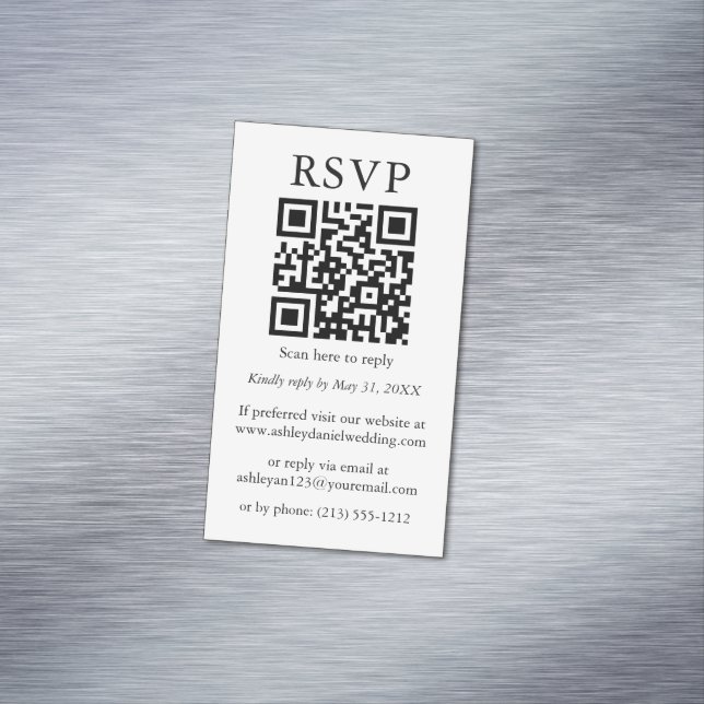 Minimalistische einfache Hochzeitkarten-RSVP QR 25 Magnetische Visitenkarte (Beispiel)
