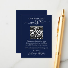 Minimalistische einfache Hochzeitwebsite QR Blue Begleitkarte