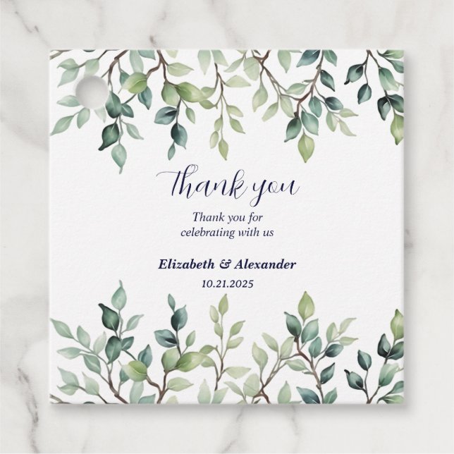 Minimalistische einfache Hübsche Blätter Zweige Ho Geschenkanhänger (Vorderseite)