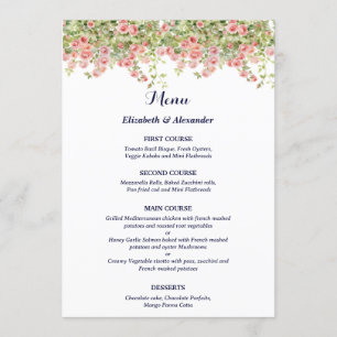 Minimalistische einfache hübsche Rosenrebe florale Menükarte