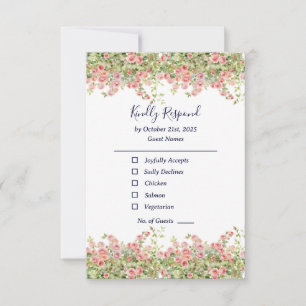 Minimalistische einfache hübsche Rosenrebe florale RSVP Karte