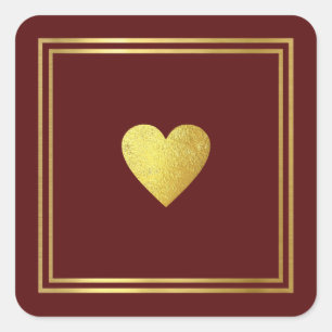 Minimalistische einfache Imitate Goldene Liebe Hoc Quadratischer Aufkleber