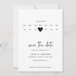 Minimalistische Einfache Kalanderhochzeit speicher Save The Date
