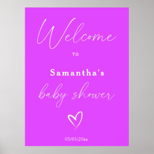 Minimalistische, einfache Lila Babydusche Empfang Poster
