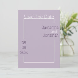 Minimalistische einfache Lilac-Hochzeit speichert  Einladung
