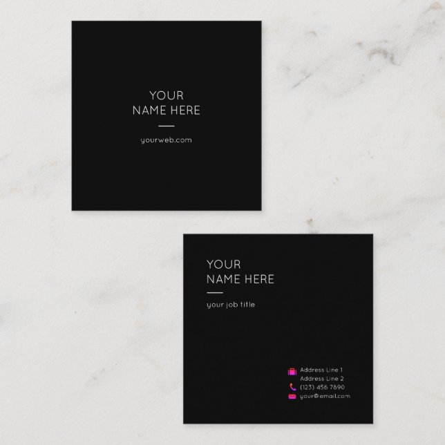 Minimalistische einfache moderne quadratische quadratische visitenkarte (Vorne/Hinten)