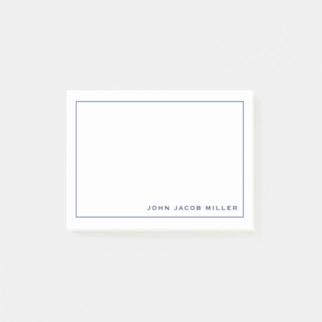 Minimalistische einfache Navy-Square-Grenze Post-it Klebezettel (Vorderseite)